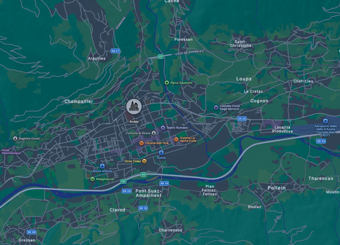 Zone d'intervention du nettoyage : Aoste et les communes de la Vallée d'Aoste